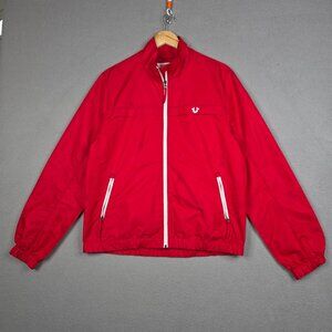 True Religion Jacket Mens Size Medium Red Full Zip Track Mock Neck Water Resista